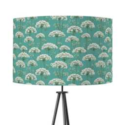 Green White Cow Parsley Print Velvet Lampshade 25cm 30cm 35cm 40cm 45cm - Drum Lamp Shade Handmade Home Decor Ceiling Floral