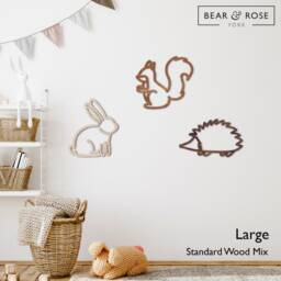 Wooden Nursery Wall Decor - Woodland Animals Trio Forest - thumbnail 3