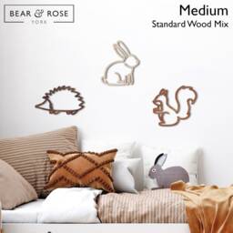 Wooden Nursery Wall Decor - Woodland Animals Trio Forest - thumbnail 2