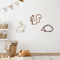 Wooden Nursery Wall Decor - Woodland Animals Trio Forest - thumbnail 1