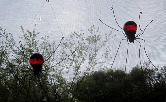 Twin Red Sun Catcher Window Spiders Hanging Art, Made To Order - image 1