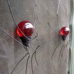 Twin Red Sun Catcher Window Spiders Hanging Art, Made To Order - thumbnail 3