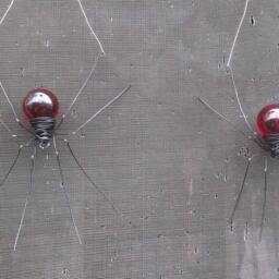 Twin Red Sun Catcher Window Spiders Hanging Art, Made To Order - thumbnail 2