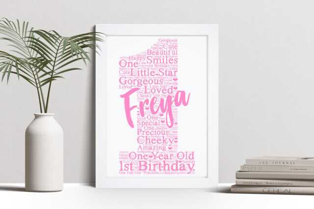 Personalized Number One Word Art Print 1st Birthday Gift - image 1