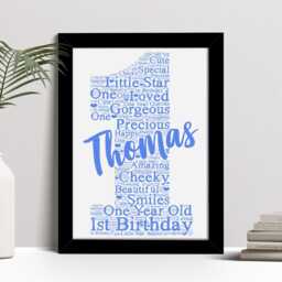 Personalized Number One Word Art Print 1st Birthday Gift - thumbnail 2