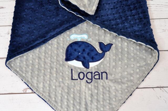 Personalized Minky Baby Blanket-Whale Baby Blanket-Whale Blanket-Minky Whale Blanket-Monogrammed Blanket - image 1