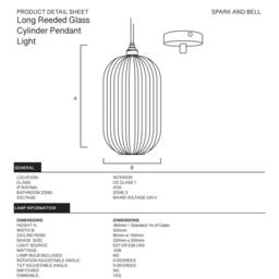 Long Amber Reeded Glass Pendant Light - thumbnail 4
