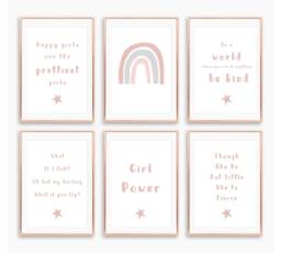 Girls Pink Bedroom Wall Art, Be Kind Print, Rainbow Quotes, Nursery Prints, Inspirational Dusky Pictures - thumbnail 1