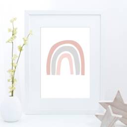 Girls Pink Bedroom Wall Art, Be Kind Print, Rainbow Quotes, Nursery Prints, Inspirational Dusky Pictures - thumbnail 3