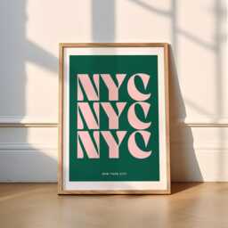 Nyc Typography Print - 4 Colours Travel - New York City, Subway, Retro, Manhattan, Brooklyn, Wall Art, Funky, Trendy, Monochrome, Kitchen - thumbnail 2