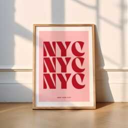 Nyc Typography Print - 4 Colours Travel - New York City, Subway, Retro, Manhattan, Brooklyn, Wall Art, Funky, Trendy, Monochrome, Kitchen - thumbnail 3