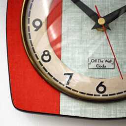 Retro Orange Wall Clock - 19cm New Handmade Formica Style Mid Century Vintage French Gift Off The Clocks - thumbnail 4