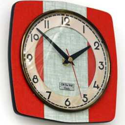 Retro Orange Wall Clock - 19cm New Handmade Formica Style Mid Century Vintage French Gift Off The Clocks - thumbnail 2