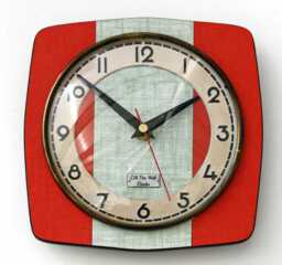 Retro Orange Wall Clock - 19cm New Handmade Formica Style Mid Century Vintage French Gift Off The Clocks - thumbnail 1