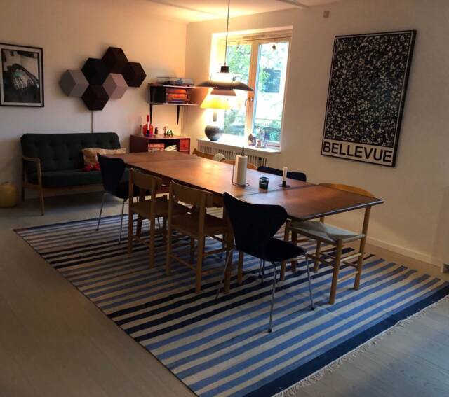 "250 X 300 cm Scandi-Blue + Beige Striped Carpet, ""Saphire Stripes" - image 1