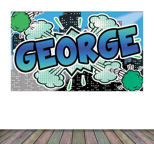 Personalised Bespoke Name Bubble Text Comic Superhero Style Self Adhesive Sticker Decal Print Design Wall Kids Room Nursery Games Den - image 1