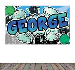 Personalised Bespoke Name Bubble Text Comic Superhero Style Self Adhesive Sticker Decal Print Design Wall Kids Room Nursery Games Den
