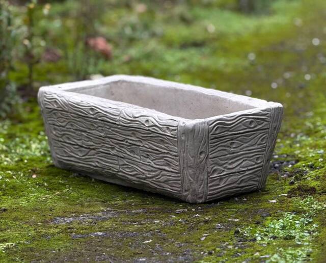 Rectangular Concrete Planter Box Stone Wood Grain Design Durable Outdoor Cement Flower Pot Modern Garden Plant Container Lawn Ornament Gift - image 1