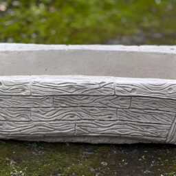 Rectangular Concrete Planter Box Stone Wood Grain Design Durable Outdoor Cement Flower Pot Modern Garden Plant Container Lawn Ornament Gift - thumbnail 3