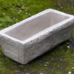Rectangular Concrete Planter Box Stone Wood Grain Design Durable Outdoor Cement Flower Pot Modern Garden Plant Container Lawn Ornament Gift - thumbnail 2