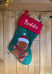 Personalised Christmas Stocking - Stocking Christmas Santa Gingerbread Eve Xmas - thumbnail 1