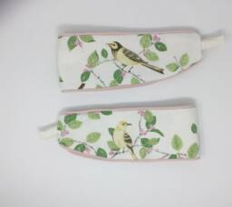 Handmade Laura Ashley Curtain Tie Backs Aviary Garden Birds, Pink Trim - Pair