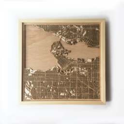 Vancouver Wooden Street Map - Laser Cut Pinewood, Framed Wall Art - thumbnail 1