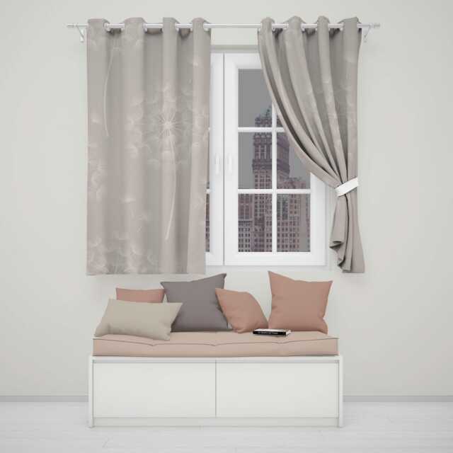 Grey Dandelion Eyelet Blackout Curtains Elegant Flower Window Drapes Botanical Floral Curtain Panels Thermal Darkening - image 1