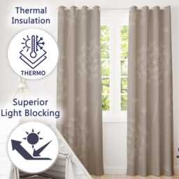 Grey Dandelion Eyelet Blackout Curtains Elegant Flower Window Drapes Botanical Floral Curtain Panels Thermal Darkening - thumbnail 2