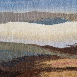 Handwoven Wool Tapestry Wall Hanging Sea Landscape, Wood Decor - thumbnail 4