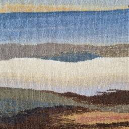 Handwoven Wool Tapestry Wall Hanging Sea Landscape, Wood Decor - thumbnail 2