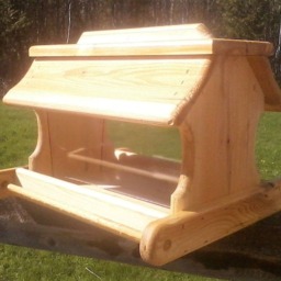 Very Large Post Mount Bird Feeder Cedar Wood Tbnup 1 - thumbnail 3