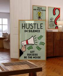 Monopoly Inspired Print - Motivational Print Hustle in Silence Poster Motivational Inspirational Quote - thumbnail 1