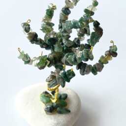 Green Agate Gemstone Tree, Golden Wire Sculpture, Crystal Healing - thumbnail 4