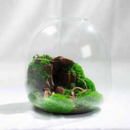 Terrarium Cave - Preserved Moss - Handblown Glass Mossarium Centerpiece Mindful Desk Decor & Unique Eco Gift For Home Or Office - thumbnail 2