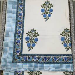 Hand Block Print Cotton Bed Sheet Jaipuri Floral Cover - thumbnail 2