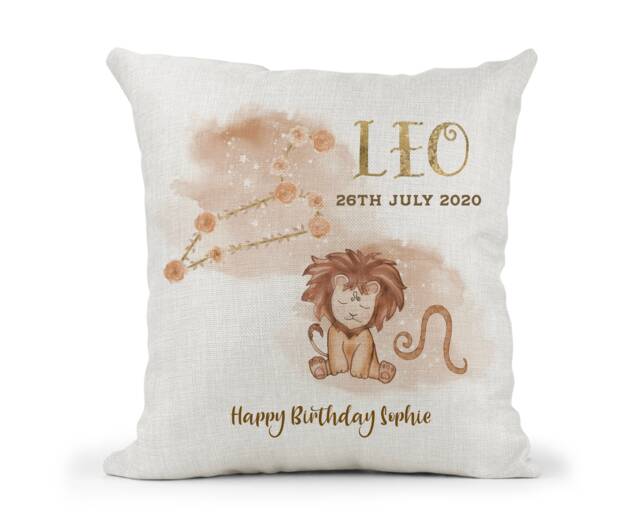 Personalised Cushion Leo Zodiac Sign Birthday Gift Astrology.constellations. Star Sign. July 23rd - August 22nd.. Friend, Mum, Nan, Sister - image 1