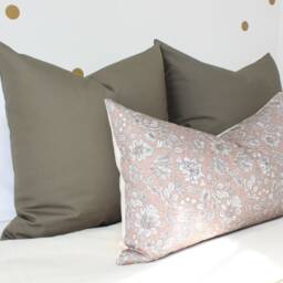 Mauve Floral Lumbar Pillow Cover Dusty Rose Cotton, Handmade in Usa - thumbnail 2