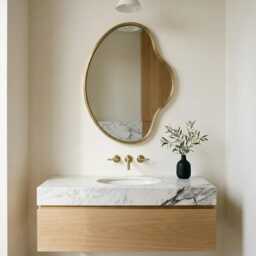 Modern Organic Mirror - Irregular Brass Frame Wall Decor Mirrors - thumbnail 3