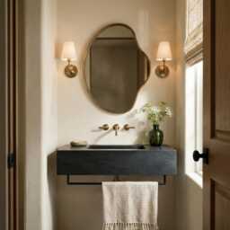 Modern Organic Mirror - Irregular Brass Frame Wall Decor Mirrors - thumbnail 2