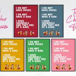 Squirrels Funny Artwork, Kitchen Print, Typography At A Rave, Retro Sign Artwork, Ducks in Row, Cheeky Rude Gift Idea - thumbnail 2