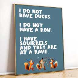 Squirrels Funny Artwork, Kitchen Print, Typography At A Rave, Retro Sign Artwork, Ducks in Row, Cheeky Rude Gift Idea - thumbnail 1
