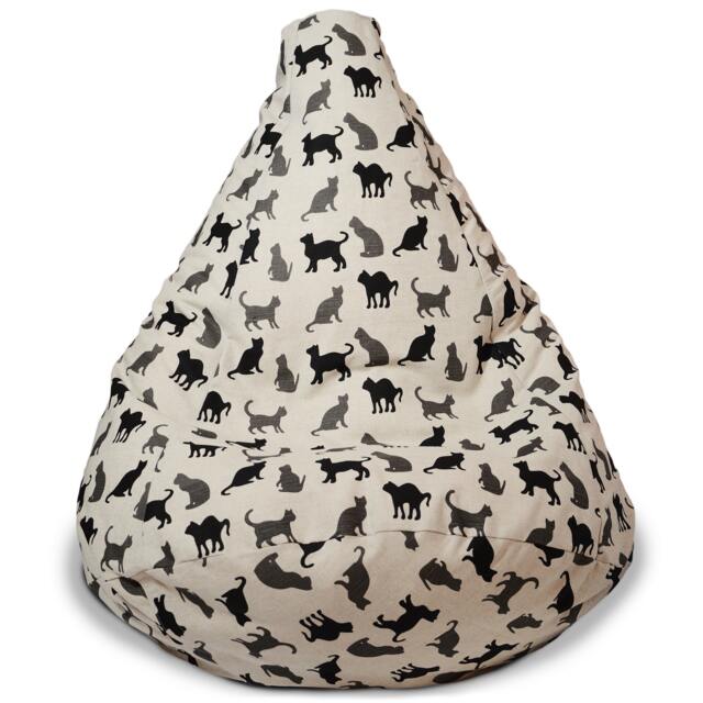 Black Cat Linen Bean Bag Chair Cover With Insert Lover Gift - No Filling - image 1
