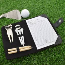 Red Butterfly Design - Personalised Leatherette Golf Organiser Complete With Divot Repairer, Marker, Tees, Scorecard & Pencils - thumbnail 2