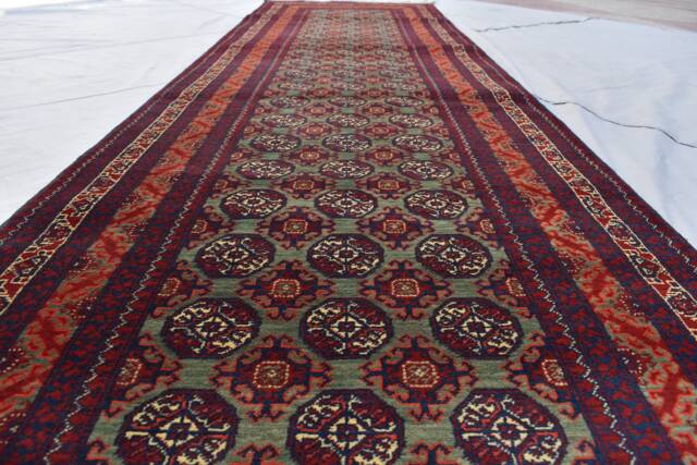 3??9 Ft Green Hallway Carpet, Afghan Handwoven Entry Way Rug - image 1