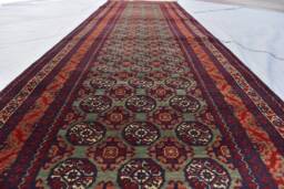3??9 Ft Green Hallway Carpet, Afghan Handwoven Entry Way Rug - thumbnail 1
