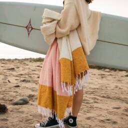 Handwoven Sunrise Blanket Throw - Mexican Artisan Boho Blanket, 48x73 - thumbnail 2