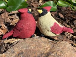 Handmade Pair Of Cardinal Solid Cement Figurines