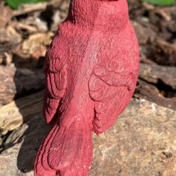 Handmade Pair Of Cardinal Solid Cement Figurines - thumbnail 4