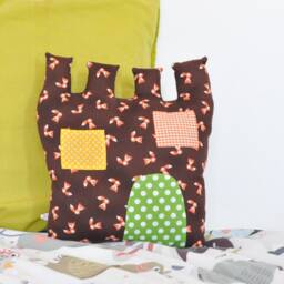 Fox Print Castle Cushion Handmade Nursery Decor - thumbnail 4